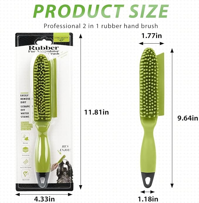 Green Meadow Rubber Fur Accumulator Brush – Hair Removal & Grooming Brush - Image 2