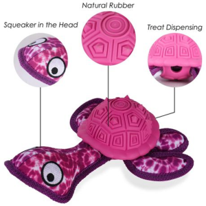 Turtle Dog Chew Toy with Squeeker & Treat Dispenser