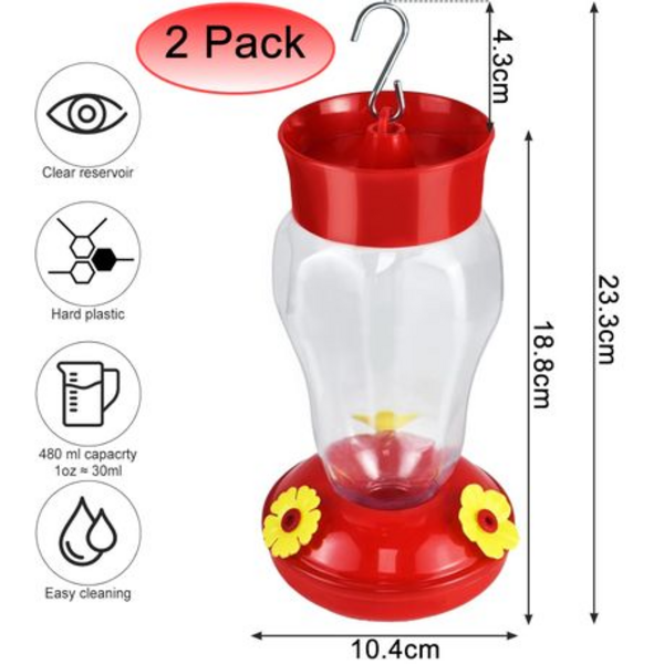 2x Hummingbird Feeders (480ML Each)