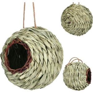 Hanging Woven Grass Bird Nest Hut - 13cm - Image 2