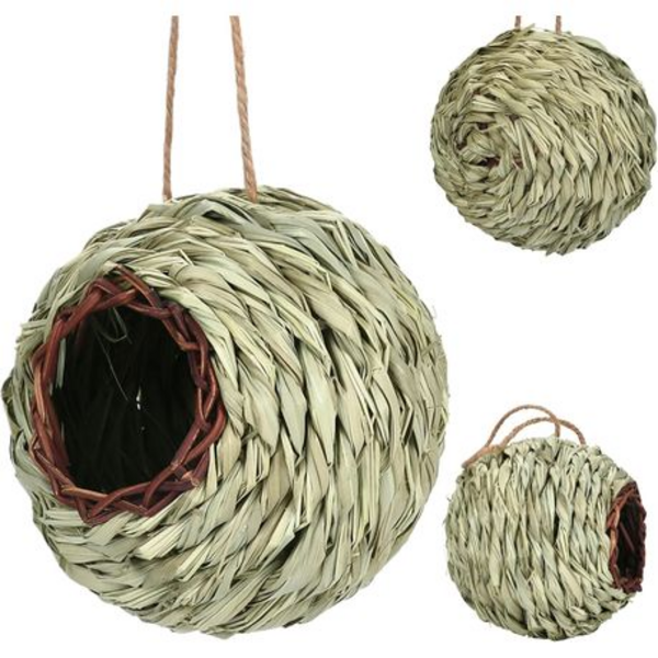 Hanging Woven Grass Bird Nest Hut - 13cm