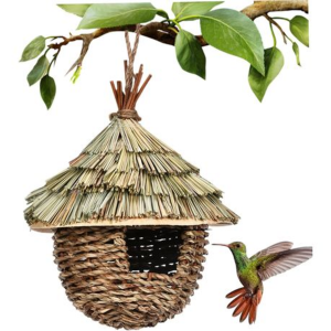 Hanging Straw Birdhouse with Thatched Roof and Rope - 22cm - Image 3