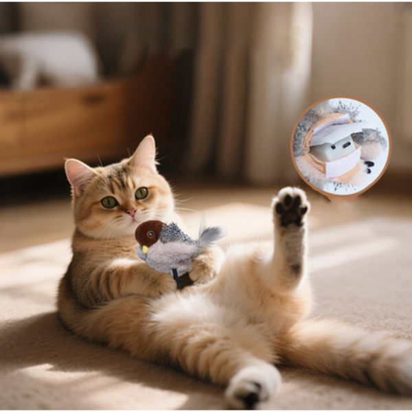 Cat Toy Flapping Wings And Making Sound Sparrow - Interactive Relaxation
