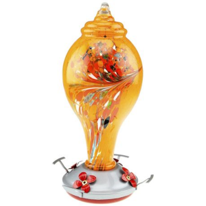 Hand Blown Glass Hummingbird Feeder Orange - 290mm x 160mm - 1000ml