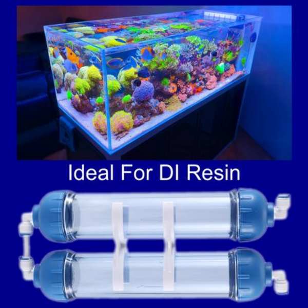 Dual Chamber Inline Resin/Carbon Housing for RO/DI Aquarium Systems