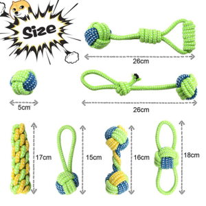 7 Piece Set Dog Bite-resistant Woven Knot Pet Training Cotton Rope Toys
