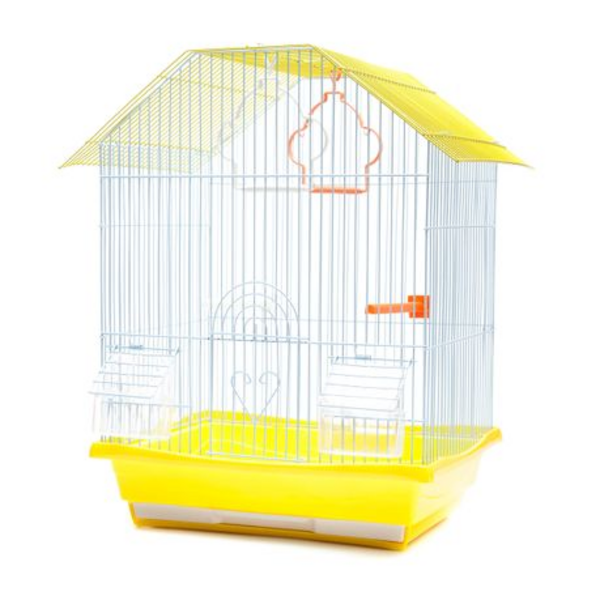 Pitched Roof Bird cage with Accessories 36x28x46cm