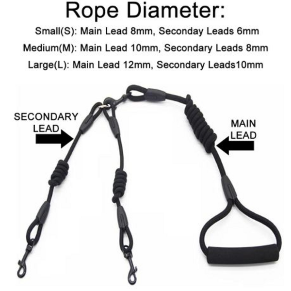 Nylon Double Dog Leash/Lead (Please Select Size)