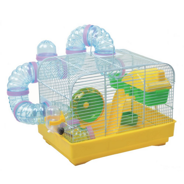 YOUDA Yellow Hamster Cage with Accessories (33cm X 23cm X 24cm)