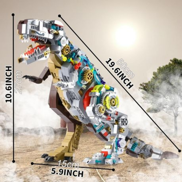 MJI Machinery Dinosaur - 1388 Piece Mechanical T-Rex Building Kit (Manual)