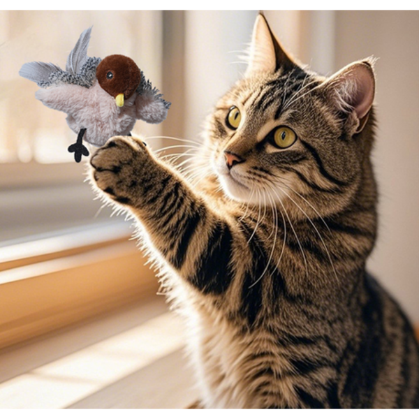 Cat Toy Flapping Wings And Making Sound Sparrow - Interactive Relaxation