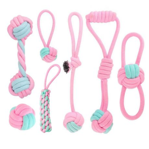 7 Piece Set Dog Bite-resistant Woven Knot Pet Training Cotton Rope Toys - Image 4