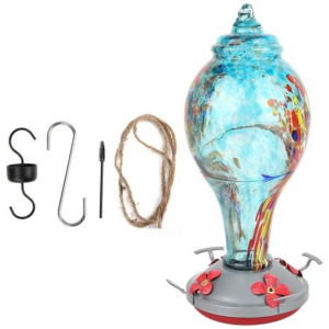 Handcrafted Blown Glass Hummingbird Feeder (1000ML) - Image 4