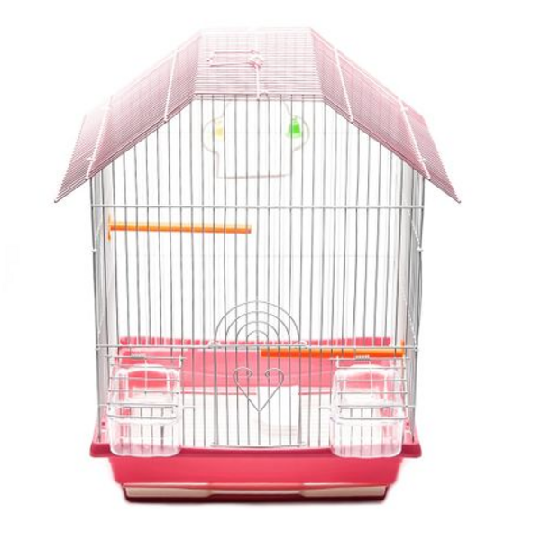 Pitched Roof Bird cage with Accessories 36x28x46cm