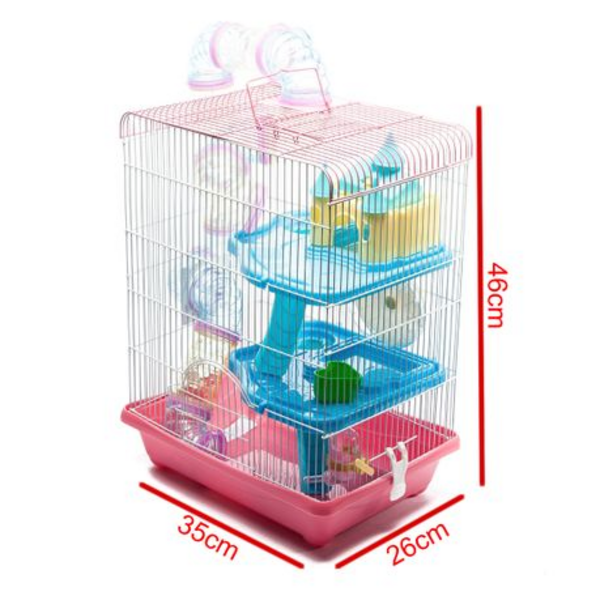 Multi-Level Hamster Cage With Tunnel (35cm X 26cm X 46cm)