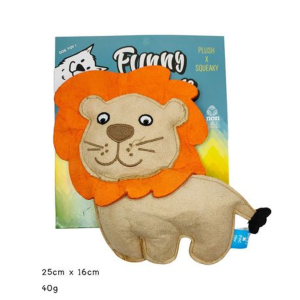 Plush & Squeaky Lion Dog Toy - Soft Suede Finish (26cm x 16cm) - Image 4