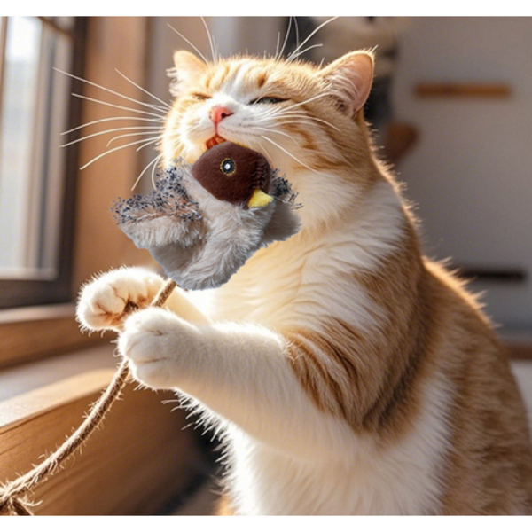 Cat Toy Flapping Wings And Making Sound Sparrow - Interactive Relaxation