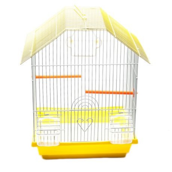 Pitched Roof Bird cage with Accessories 36x28x46cm