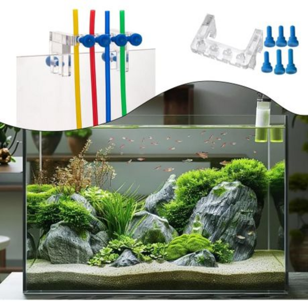 Acrylic 4-Tube Holder Clamp for Aquarium Dosing Lines (Up to 15mm Glass)