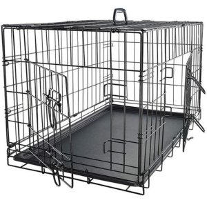 90cm Foldable Steel Pet Crate with Double Doors & Removable Tray - Image 3