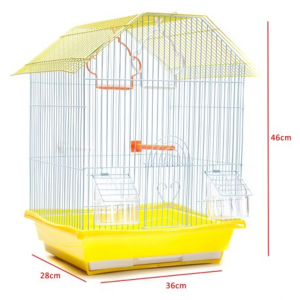 Pitched Roof Bird cage with Accessories 36x28x46cm