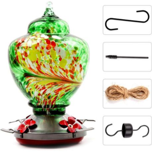 Hand Blown Glass Hummingbird Feeder (1000ML) - Image 11