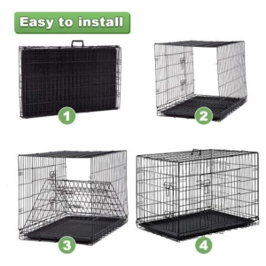 90cm Foldable Steel Pet Crate with Double Doors & Removable Tray - Image 4