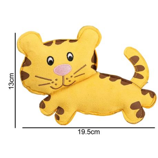 Plush & Squeaky Tiger Dog Toy - Soft Suede Finish (19.5cm x 13cm)
