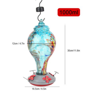 Handcrafted Blown Glass Hummingbird Feeder (1000ML) - Image 2