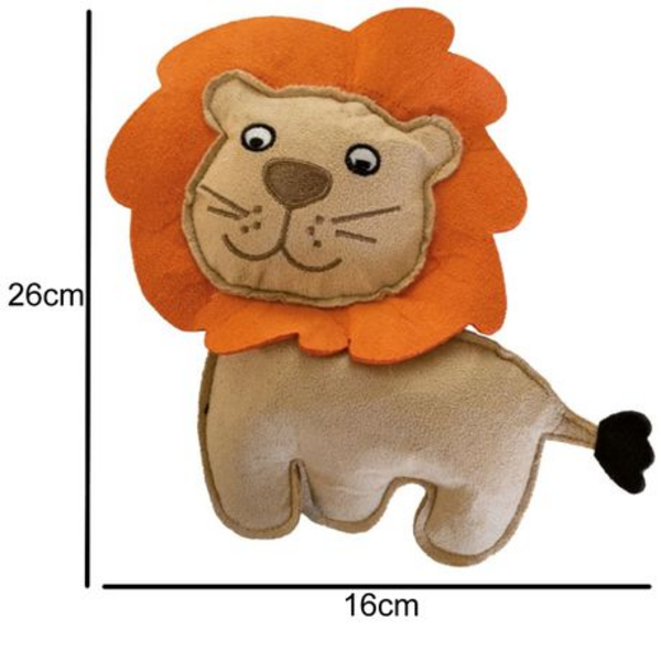 Plush & Squeaky Lion Dog Toy - Soft Suede Finish (26cm x 16cm)