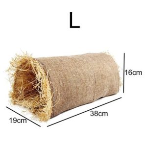 Natural Hay Tunnel Hideout for Small Pets - L (38x19x16cm) - Image 2