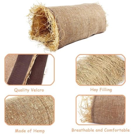 Natural Hay Tunnel Hideout for Small Pets - L (38x19x16cm)