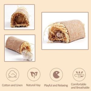 Natural Hay Tunnel Hideout for Small Pets - L (38x19x16cm) - Image 4