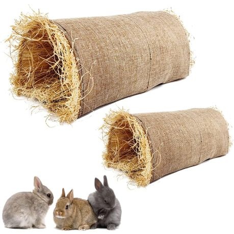 Natural Hay Tunnel Hideout for Small Pets - L (38x19x16cm)