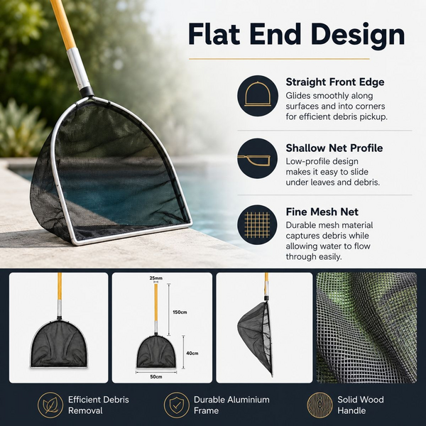 Panhead Fish Pond Net 50cm x 40cm - 150cm Solid Wood Handle
