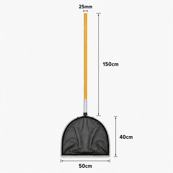 Panhead Fish Pond Net 50cm x 40cm - 150cm Solid Wood Handle