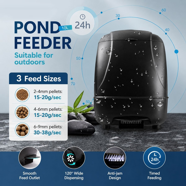 10L Automatic Pond Feeder - Programmable Outdoor Fish Feeder