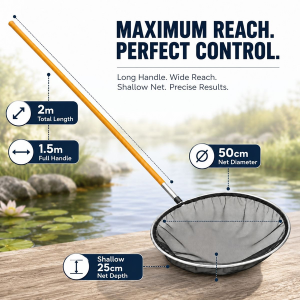 Fish Pond Net 50cm - 2m Total Length, Solid Wood Handle - Image 3