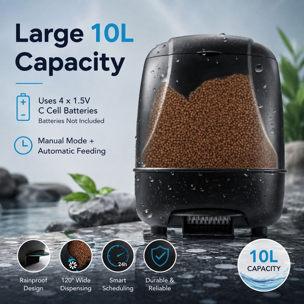 10L Automatic Pond Feeder - Programmable Outdoor Fish Feeder