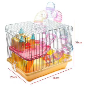 YOUDA Yellow Hamster Cage With Accessories (35cm X 31cm X 26cm) - Image 2