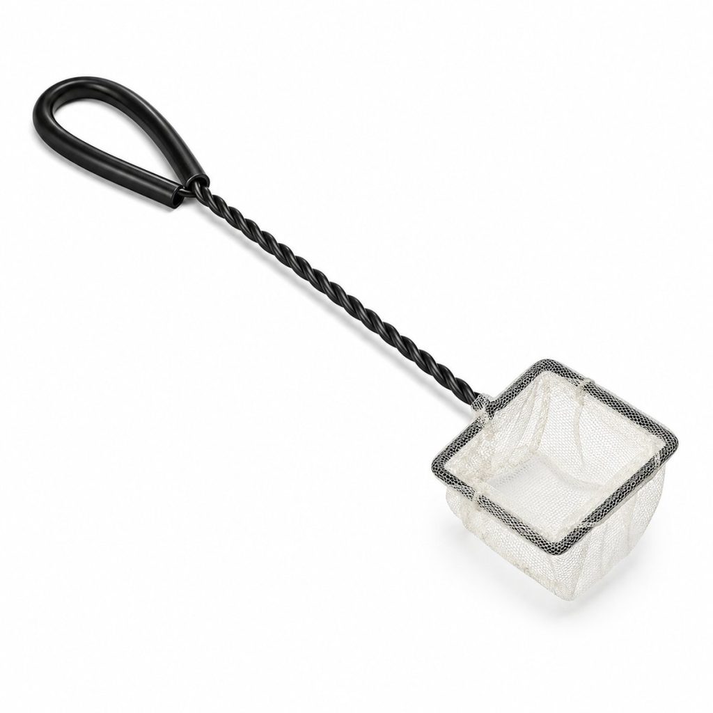 Fine Mesh Aquarium Net With Rubber Coated Handle - Select Size