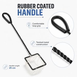 Fine Mesh Aquarium Net With Rubber Coated Handle - Select Size - Image 3