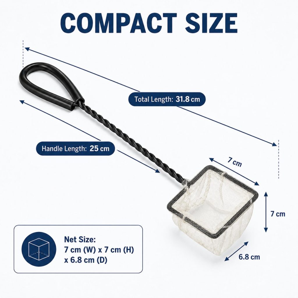 Fine Mesh Aquarium Net With Rubber Coated Handle - Select Size