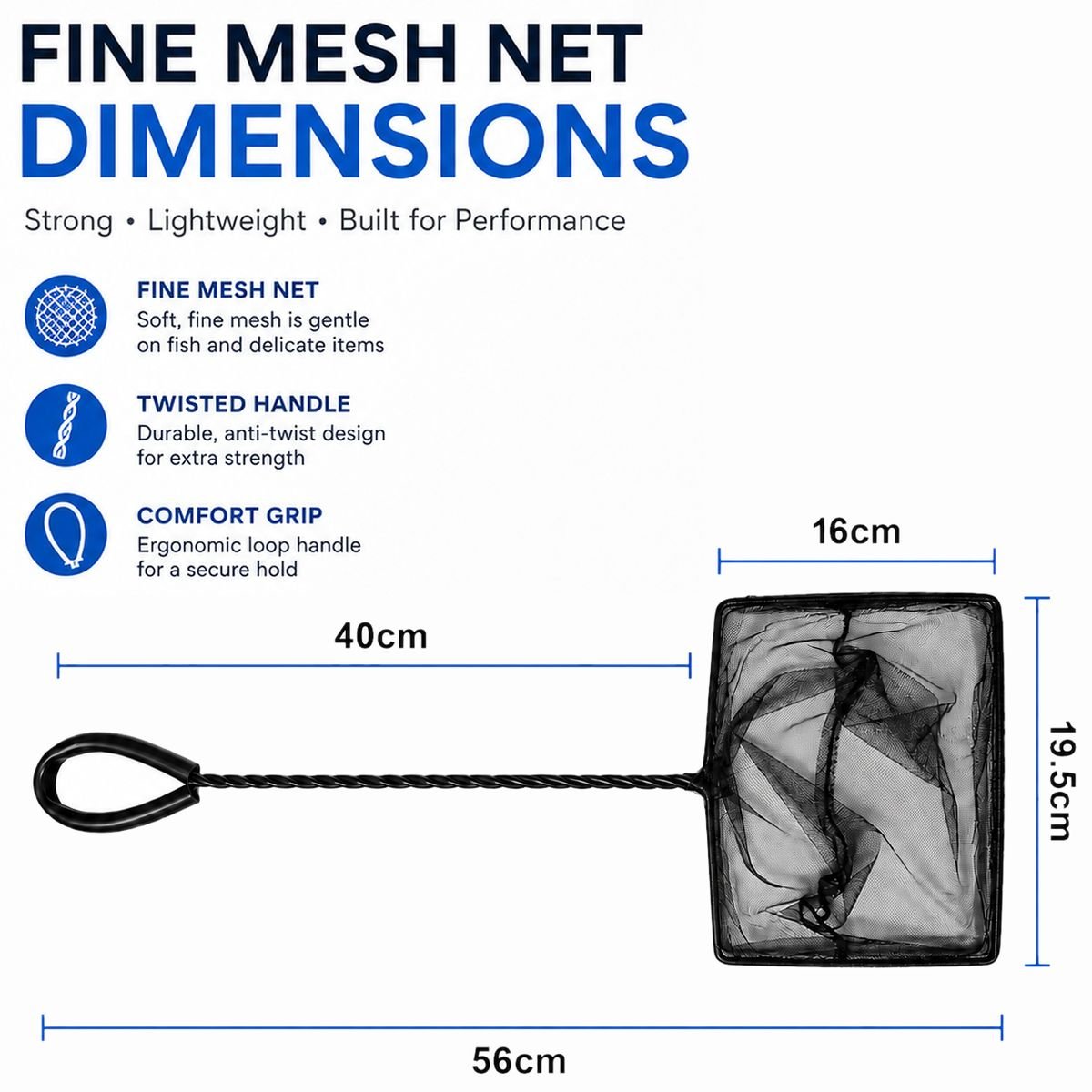 Fine Mesh Aquarium Net With Rubber Coated Handle - Select Size - Image 14
