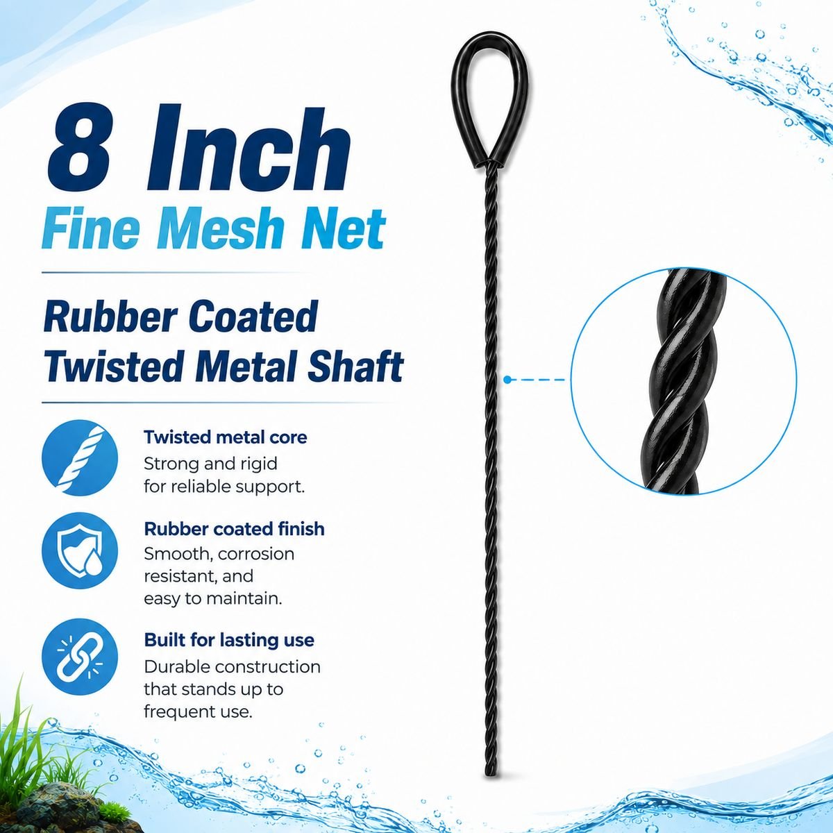 Fine Mesh Aquarium Net With Rubber Coated Handle - Select Size - Image 17
