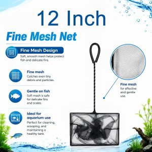Fine Mesh Aquarium Net With Rubber Coated Handle - Select Size - Image 23