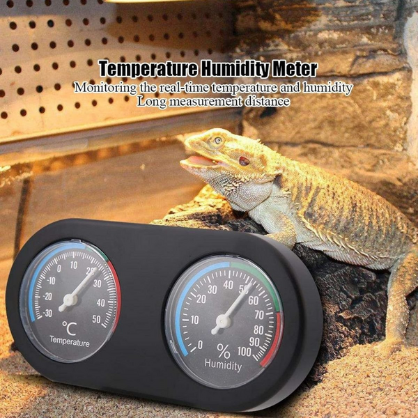 Pet Terrarium Reptile Mini Round Shape Dual Hygrothermograph - 16cm