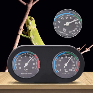 Pet Terrarium Reptile Mini Round Shape Dual Hygrothermograph - 16cm - Image 8