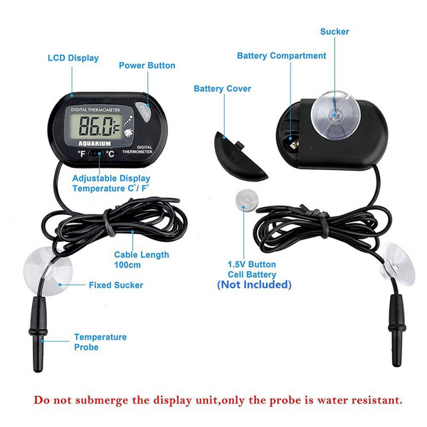Digital LCD Thermometer for Aquarium Fish Tank Vivarium Reptile Terrarium