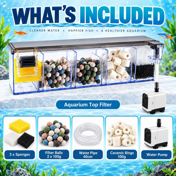 SOBO AQ-18H Hang-On Aquarium Filter 6W 500L/Hr - 5 Chamber - 38cm